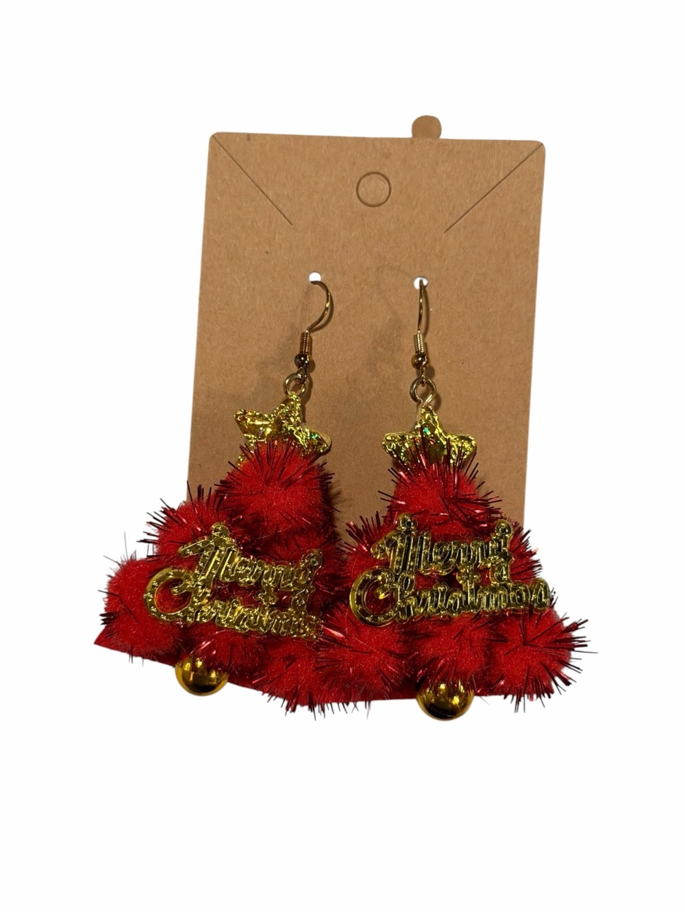 Festive Red "Merry Christmas" Drop Earrings - Women Jewelry